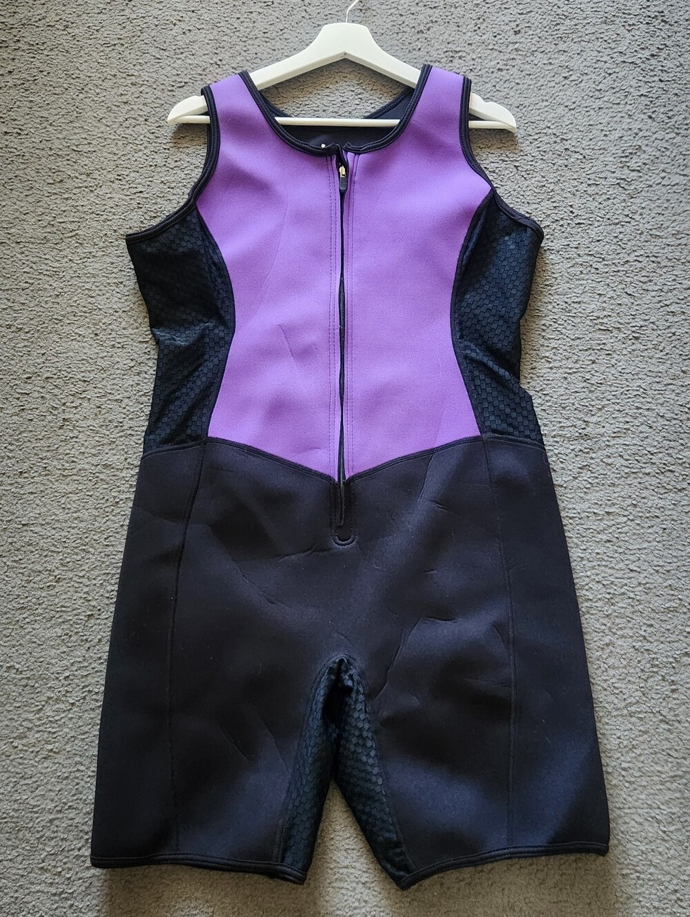 KUTTING WEIGHT Sauna Suit 2XL Black Purple Neoprene Mesh Side Panels Workout Gym